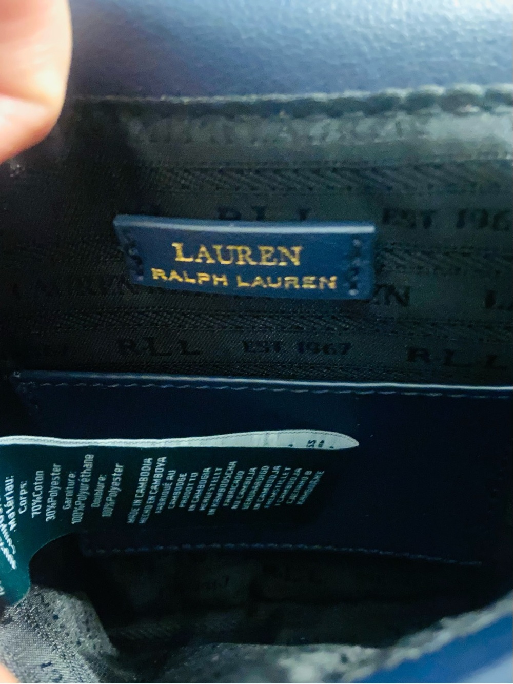 Ralph Lauren Navy Velvet Envelope Clutch with Gold Ring Detail - Picture 6 of 6